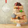 24 parça 3inç şeffaf net bir daire Noel hangtag diy boş yuvarlak akrilik Noel ağaç süsleri kolye 20