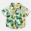 summer Kids Shirts new boys' short-sleeved beach leaves printed baby western-style shirts children Clothing