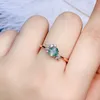 Klusterringar det senaste till Natural Aqua Agate Ring S925 Sterling Silver Exquisite Fashion Style för kvinnor engagerade