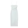 Sukienki zwykłe temperament moda pusta wzór biała sukienka z zawieszeniem seksowna otwarta z tyłu szczupła torba biodra długa spódnica
