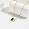 Hänghalsband 18k guldpläterad smaragd kristall zirkon charm hjärthalsband för kvinnor charms grön strass kvinnliga vintage smycken