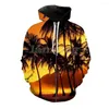 T-shirts pour hommes Sunset Palm Tree 3d Print Chemises / sweats / sweats à capuche / pantalons Mode Hommes Harajuku Funny Tee Streetwear Hip Hop Survêtement Tops