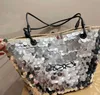 Straw Tot Bag Sequins Glitter Vegetable Basket Large Capacity Luxury Brand Handbag Beach Shopping Bag Purses 230530