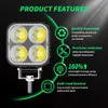 Novo 2pcs constante e estrobospeu de trabalho 4led Car Front Fog Light 12V 24V para caminhão SUV 4x4 Faróis de engenharia de 4wd