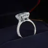 Anello solitario Real S925 Sterling Silver color 2 Carats Diamond Ring per le donne Fine Anillos Mujer Gioielli in argento 925 Bizuteria Anelli 230529