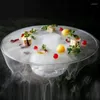 Plates Creative UFO Dry Ice Glass Eco-vänligt hälsosamt matlagning Berobid lyxig el rätter Sallad Bowl Hollowware Molecular Plate