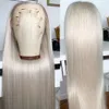 Volle Spitze-Echthaar-Perücke für Frauen, platinblonde, gerade Spitze-Front-Perücke, Remy-Haar, HD-transparente Spitze-Fronal-Perücke, 13 x 4/13 x 6 cm