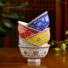 Bowls 4.5-Inch Jingdezhen Ceramic Rice Bowl Chinese Style Household Bone China Tall Antique Gift Tableware