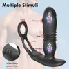 Massaggiatore telescopico vibrante Butt Plug vibratore anale con anello per pene stimolatore della prostata ritarda l'eiaculazione