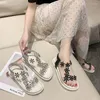 Kvinnor Crystal Flats Sandaler Summer PVC Platform Shoes Open Toe Slides Dress Party Slippers Femme Flip Flops Zapatillas