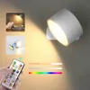 LED Duvar Sconce, 24 LITMBABLE Duvar Lambası Şarj Edilebilir, Uzaktan Kumanda, Manyetik Top 360 ° Döndürme Duvar Işıkları Yatak Odası Dolap Dolabı Gece Işığı USB