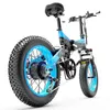 Bicicleta elétrica dobrável Bezior XF200 48V 15AH Bateria de 1000w Motor 20x4,0 polegada Fat Ford Aluminium Lhimano Shimano 7 velocidades Velocidade máxima 40 km/h 130km - azul preto azul preto