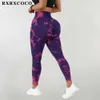 Spodnie damskie capris rxrxcoco fitness Kobiety legginsy push up sportowe legginsy o wysokim talii krawat bar barwnik sportowy trening na gimnastyczne spodnie J230529