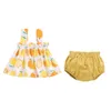 Conjuntos de ropa de verano, ropa fina de bebé recién nacido para niñas, conjunto de minivestido estampado y pantalones cortos, 2 uds., conjunto infantil de 0 a 2 años