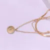 Chains Vintage Boho Round Pendant Necklace Fashion Ladies Layered Set Girls Party Jewelry Initial Charms