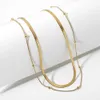 Elegant 18k Real Gold Plated Choker Halsband Dubbelskikt Snake Chain Halsband för kvinnor Bröllop smycken gåva lyxigt tillbehör grossist