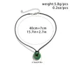 Vintage cuir noir cire ligne vert verre anneau pendentif collier tour de cou Simple corde chaîne pour femmes bijoux fête mariage