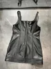 Casual Dresses Genuine Leather For Women 2023 Summer Fashion Sexy Club Party Black Sheepskin Mini Dress Luxury