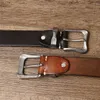 3.8CM thick vintage jeans real leather heavy-duty stainless steel buckle men's waist denim belt G230529