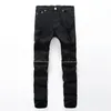 Mäns jeans Herrvita multi -blixtlås med hög elastiska denim byxor mode streetwear rippade stor storlek fulllängd byxor