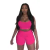 Women Tracksuits Two Piece Sets Designer 2023 New Fitness Crop Tank Top And High Waist Jogging Short Pants Sexy Solid Color Shorts Suits Casual Sportwear