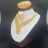 Halsband örhängen set Dubai för kvinnor afrikansk ring etiopisk 24k guldpläterad bröllop brudfestgåvor