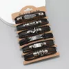Bracelets porte-bonheur 6 pièces ensemble mode Bracelet en cuir personnalisé bricolage tricoté Simple multicouche réglable peau de vache