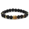 Jln Lava/Volcanic Lion Buddha Bracelet Black Lava 8mm Stone Bead Armbanden voor mannen sieraden