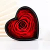 Decorative Flowers Big Eternal Rose Head Preserved Flower Roses In Heart Shape PU Box Wedding Souvenir Gift Sets