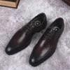 Schwarz Braune Herren-Kleidschuhe aus echtem Leder mit Schnürung, spitze Zehen, Brogue-Oxford-Büro, Business, Hochzeit, formelle Anzugschuhe für Männer