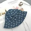 Cappelli a tesa larga Cappelli a secchiello Moon Print Jean Cappello a secchiello per donna Denim Blue Bob Cappelli Protezione solare Berretti da pescatore a tesa corta Designer Cappello a cloche Streetwear 230529