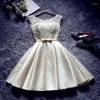 Casual Dresses Short Prom Dress Satin Lace Wine Red Grey A-Line Bride Party Formal Homecoming Graduation Robe Clothing