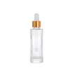 30ml Clear Glass Eye Dropper Bottles 1oz 두꺼운 벽 평평한 어깨 에센셜 오일 향수 병이있는 황금 상단 캡 SN5246