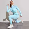 Damskie dresy damskie niezbędny zestaw szwu damskie trening z długim rękawem ubrania fitness Tops Gym Leggingi Kobiety Zestaw ActiveWear Sports J230525