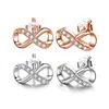 Oorbellen voor vrouwen 925 zilveren mode Infinity Gold Ploated Stud Earring Sparkling Zirkon cadeau voor verloving sieraden jubileum