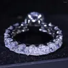 Кластерные кольца высококачественные лучшие продажи роскошных ювелирных изделий 925 стерлингового серебряного стека Princess 5zirconia square Cz Diamond Warding Band для