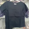 Camiseta verão chique malha retalhos manga puff tshirts moda japonesa solta o pescoço y2k roupas elegante temperamento t camisa feminina