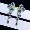 Studörhängen WPB Original Women's Emerald Flower Cluster Female Bright Zircon Luxury Jewel Girl's Holiday Gift Party