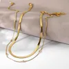 Elegant 18K Real Gold Plated Choker Necklace Double Layer Snake Chain Necklaces For Women Wedding Jewelry Gift Luxury Accessory Wholesale