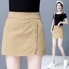 Gonne Nuovi pantaloncini sottili sciolti della Corea del Sud in primavera e in estate a vita alta A-SKIRT finti pantaloni da sci in due pezzi Cachi da donna P230529