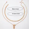 Choker Fashion Niche Design OT Buckle Lock Multilayer Pendent Nacklace For Women's Geometric Alloy Folding Two Clavicle