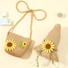 Berets Girls Summer Straw Woven Beach Sun Hats Children Cute Star Flower Bucket Cap With Mini Portable Handbag For Kids 1-4T