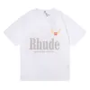 الموضة الأمريكية 2023 جديدة Rhude Grand Prix Double Yarn Cotton Pure Loose Short Sleeve T-Shirt for Boys and Girls