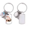 Mode DIY Photo Frame Sublimation Blank Keychains Thermal Transter Round Sqaure designer keychain pour femme homme voiture porte-clés Silver Keychains Jewelry Gift