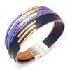 Bangle Wybu 11 kleuren Multi-Layer Leather Lederen Dames Bracelet Two-kleuren perfecte bijpassende sieraden voor familie- en vriendengeschenken deze zomer