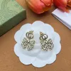 18K Gold Plated 925 Silver earrings designer for women Letter g Stud bowknot Women Crystal Rhinestone Pearl Earring Wedding Party Jewelry