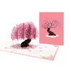 Carte d'anniversaire 3D/carte pop-up Sakura fleur de pêcher cadeaux faits à la main Couple pensant à vous carte fête de mariage amour Saint Valentin carte de voeux