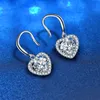 100% Real 925 Sterling Silver Moissanite Wedding Earrings Love Heart Pattern Dangle Earring Jewelry Wome