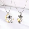 Chains 100 Language Projection Stone Couple Necklace For Women Astronaut Star Moon Simple Valentine's Day Jewelry