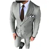 Herrenanzüge Business Herren Slim Anzug 2 Stück Zweireihiger Bräutigam Männlicher Blazer Hochzeit Herrenbekleidung Kostüm Homme Abendkleid Jacke Hose